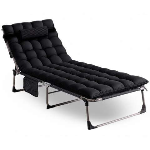 Leżak Ogrodowy Łóżko Polowe VENUS Czarne