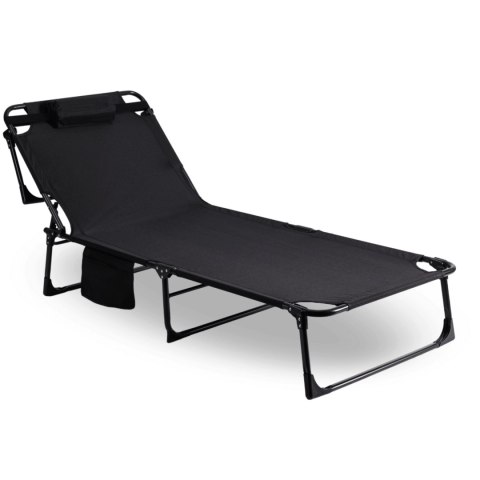 Leżak Ogrodowy Łóżko Polowe VENUS Czarne