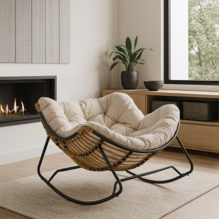 Fotel Bujany Ogrodowy ELTON na Płozach Beżowy Nowoczesny