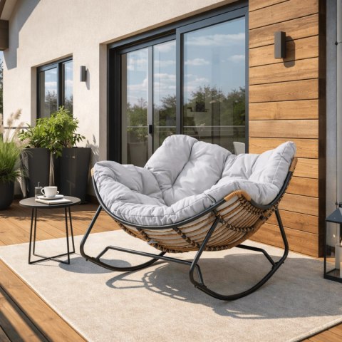 Fotel Bujany Ogrodowy ELTON na Płozach Szary Nowoczesny