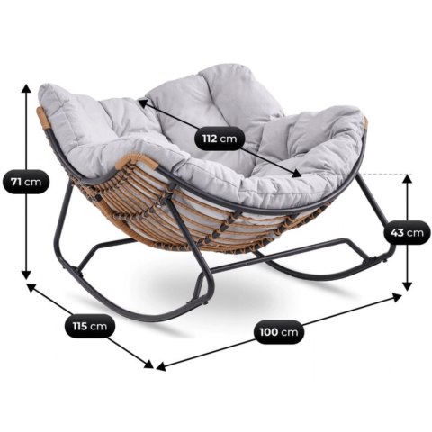 Fotel Bujany Ogrodowy ELTON na Płozach Szary Nowoczesny