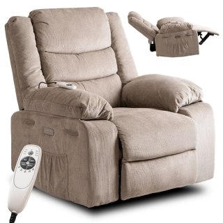 Fotel Masujący Elektrycznie Rozkładany JASPER Beżowy