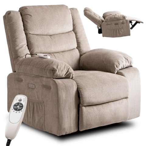 Fotel Masujący Elektrycznie Rozkładany JASPER Beżowy