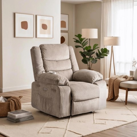 Fotel Masujący Elektrycznie Rozkładany JASPER Beżowy