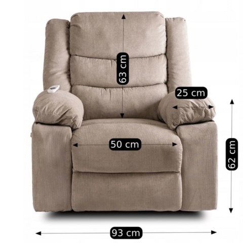 Fotel Masujący Elektrycznie Rozkładany JASPER Beżowy