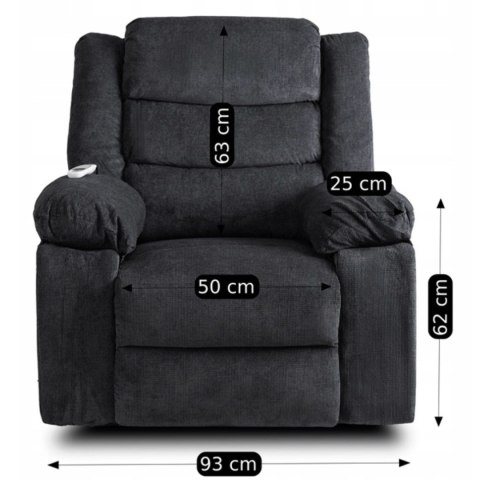 Fotel Masujący Elektrycznie Rozkładany JASPER Ciemnoszary