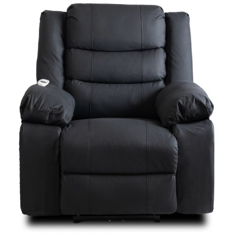 Fotel Masujący JASPER Elektryczny Rozkładany z Podnóżkiem Czarny Ekoskóra Nowoczesny
