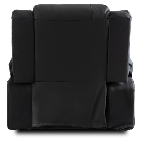 Fotel Masujący JASPER Elektryczny Rozkładany z Podnóżkiem Czarny Ekoskóra Nowoczesny