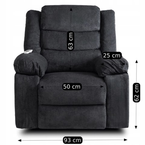 Fotel Masujący Elektrycznie Rozkładany JASPER Czarny