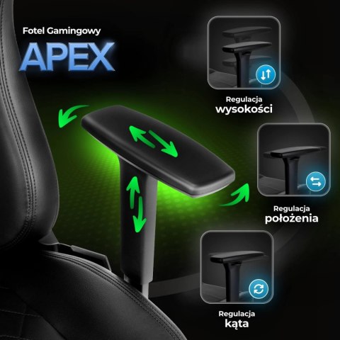 Fotel Gamingowy Obrotowy APEX Czarny Nowoczesny