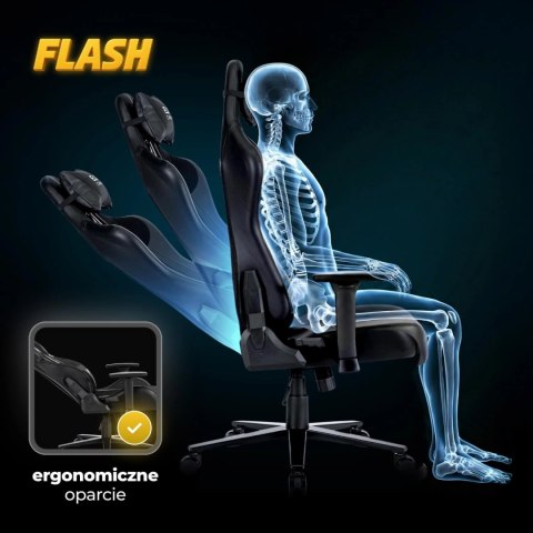Fotel Gamingowy Obrotowy FLASH Czarny Nowoczesny