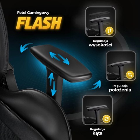 Fotel Gamingowy Obrotowy FLASH Czarny Nowoczesny