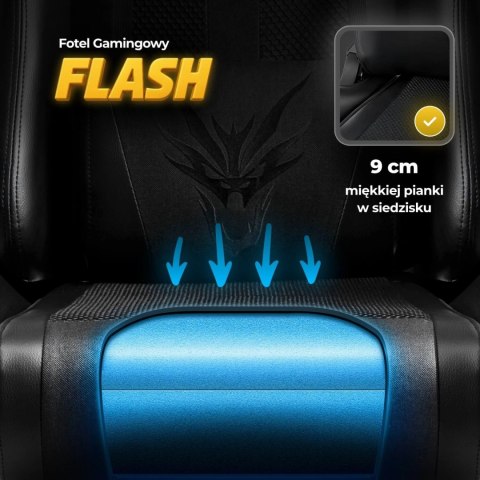 Fotel Gamingowy Obrotowy FLASH Czarny Nowoczesny
