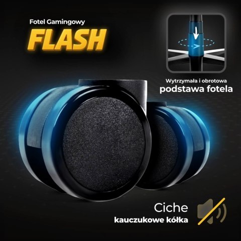 Fotel Gamingowy Obrotowy FLASH Czarny Nowoczesny