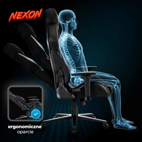 Fotel Gamingowy Obrotowy NEXON Czarny/Biały Nowoczesny