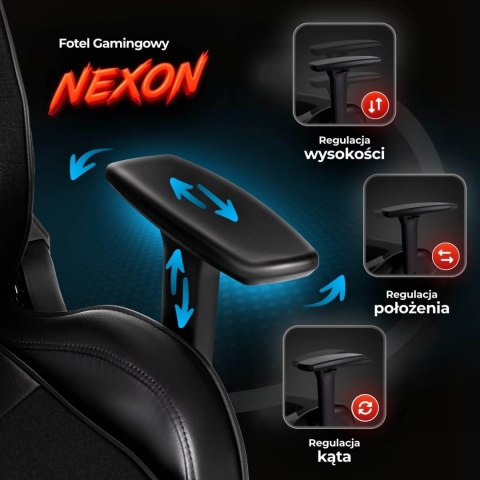 Fotel Gamingowy Obrotowy NEXON Czarny/Biały Nowoczesny