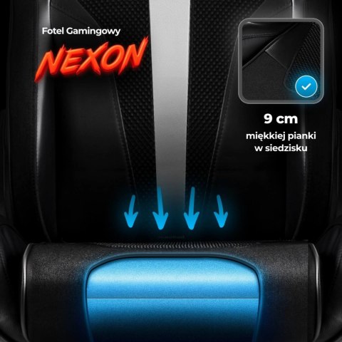 Fotel Gamingowy Obrotowy NEXON Czarny/Biały Nowoczesny