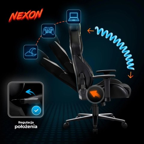 Fotel Gamingowy Obrotowy NEXON Czarny/Żółty Nowoczesny