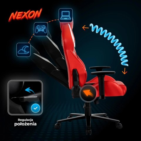 Fotel Gamingowy Obrotowy NEXON Czerwony Nowoczesny