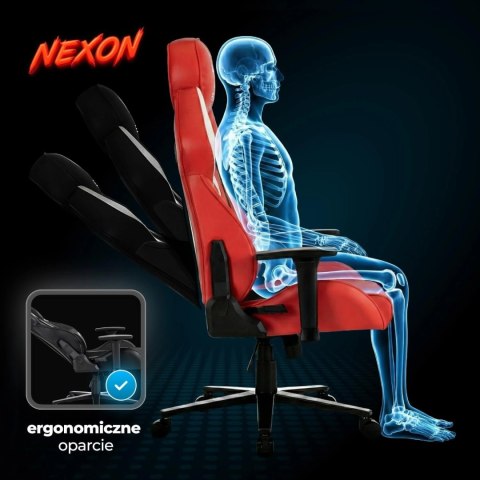 Fotel Gamingowy Obrotowy NEXON Czerwony Nowoczesny