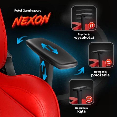 Fotel Gamingowy Obrotowy NEXON Czerwony Nowoczesny