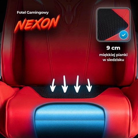 Fotel Gamingowy Obrotowy NEXON Czerwony Nowoczesny