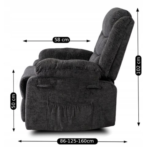 Fotel Rozkładany ARTURO Czarny Welurowy