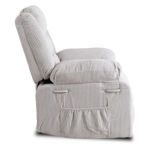 Fotel Rozkładany z Podnóżkiem ARTURO Szary Nowoczesny Sztruksowy