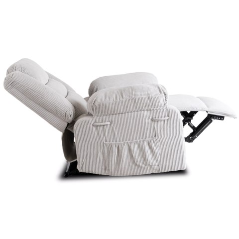 Fotel Rozkładany z Podnóżkiem ARTURO Szary Nowoczesny Sztruksowy