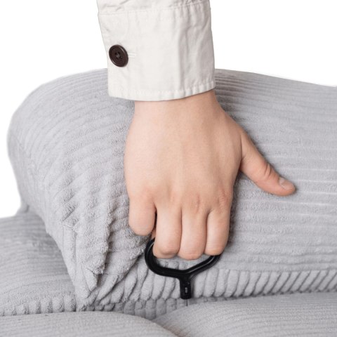 Fotel Rozkładany z Podnóżkiem ARTURO Szary Nowoczesny Sztruksowy