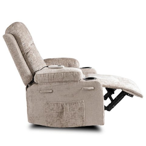 Fotel Rozkładany Masujący BOX Beżowy Welurowy