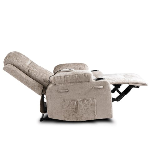 Fotel Rozkładany Masujący BOX Beżowy Welurowy