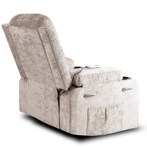 Fotel Rozkładany Masujący BOX Beżowy Welurowy