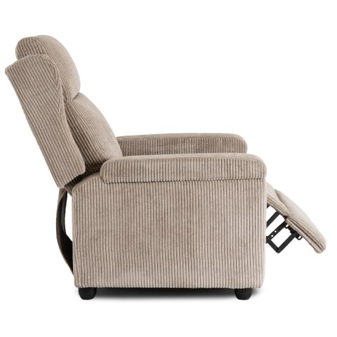 Fotel Rozkładany z Podnóżkiem SPENCER Beżowy Sztruksowy Nowoczesny