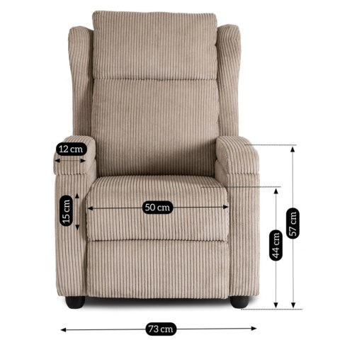 Fotel Rozkładany z Podnóżkiem SPENCER Beżowy Sztruksowy Nowoczesny