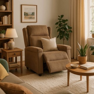 Fotel Rozkładany z Podnóżkiem SPENCER Brązowy Sztruksowy Nowoczesny