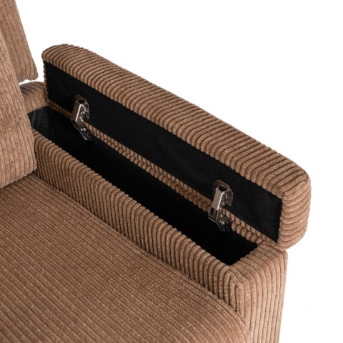 Fotel Rozkładany z Podnóżkiem SPENCER Brązowy Sztruksowy Nowoczesny