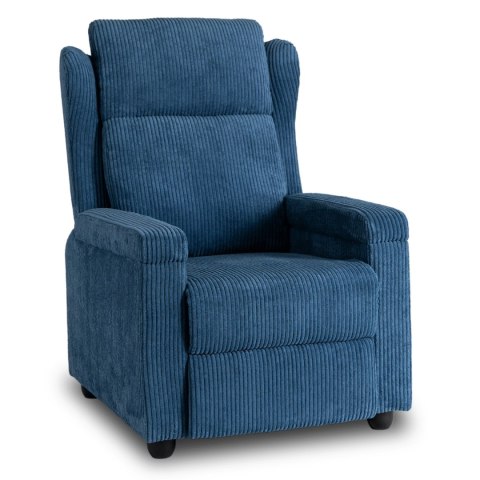 Fotel Rozkładany z Podnóżkiem SPENCER Granatowy Sztruksowy Nowoczesny
