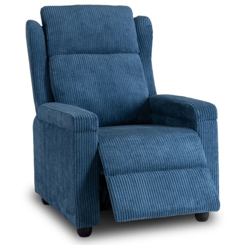 Fotel Rozkładany z Podnóżkiem SPENCER Granatowy Sztruksowy Nowoczesny