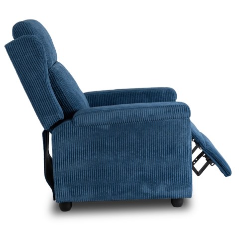 Fotel Rozkładany z Podnóżkiem SPENCER Granatowy Sztruksowy Nowoczesny