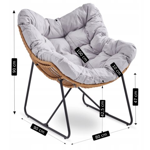 Fotel Wypoczynkowy Ogrodowy FIN na Płozach Szary Nowoczesny