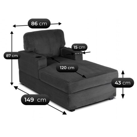 Fotel Wypoczynkowy NEO Szary Sztruksowy