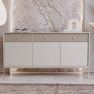 Komoda MARCOS 154 cm Ryflowana Kaszmir/Złoty