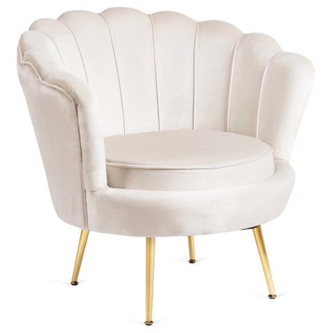 Fotel GRAND z Podnóżkiem Kremowy Welurowy