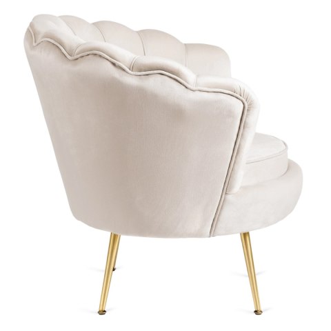 Fotel GRAND z Podnóżkiem Kremowy Welurowy