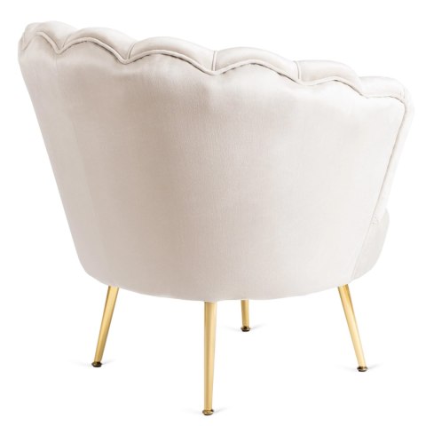 Fotel GRAND z Podnóżkiem Kremowy Welurowy