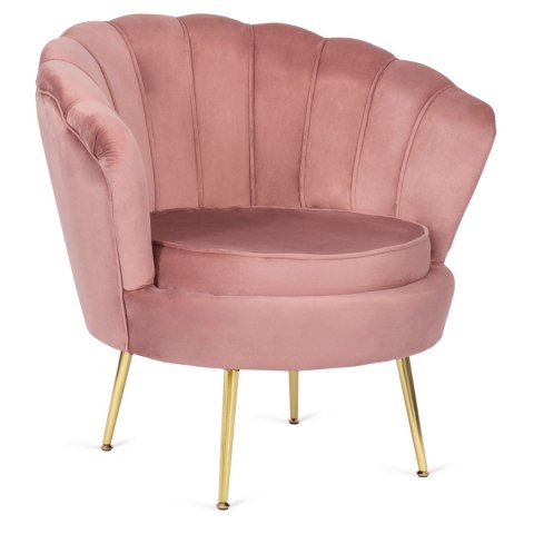 Fotel GRAND z Podnóżkiem Różowy Welurowy