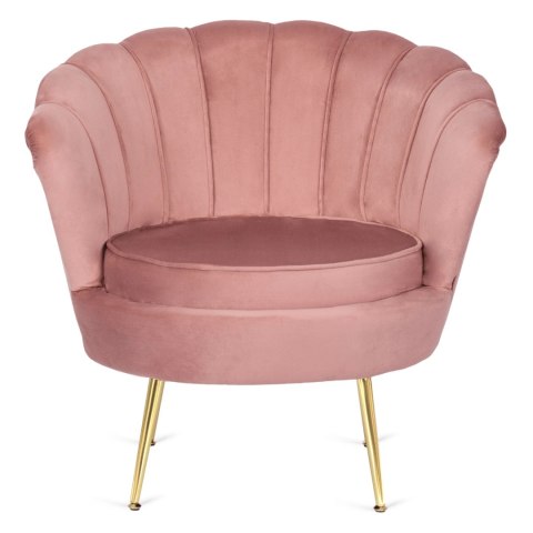 Fotel GRAND z Podnóżkiem Różowy Welurowy