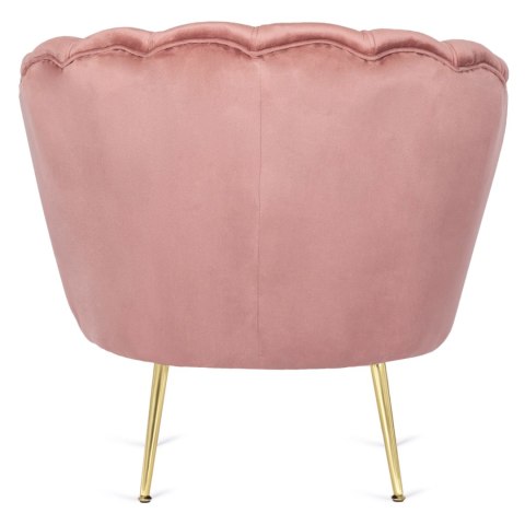 Fotel GRAND z Podnóżkiem Różowy Welurowy