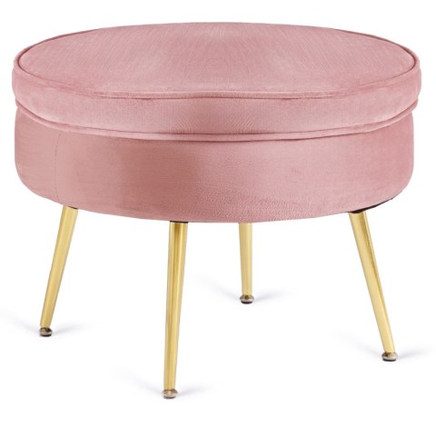 Fotel GRAND z Podnóżkiem Różowy Welurowy